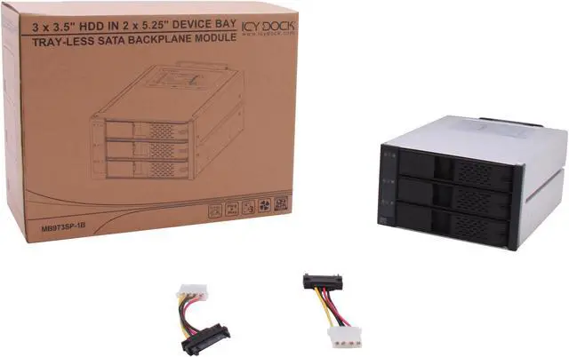 Alt view image 6 of 6 - ICY DOCK Tray-less 3 x 3.5" HDD in 2 x 5.25" Bay SAS / SATA Hot Swap Rack / Cage / Module - FlexCage MB973SP-1B