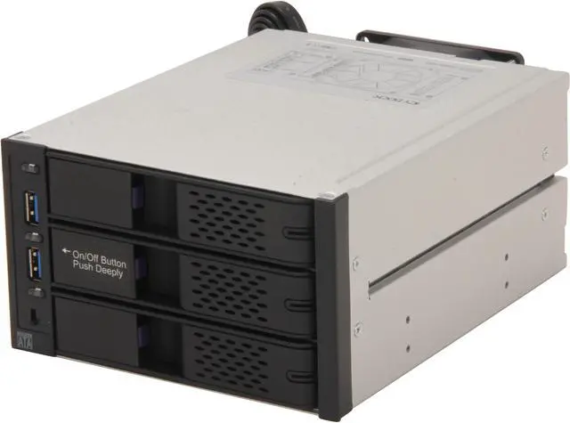 Main image of ICY DOCK FlexCage MB973SP-2B Tray-less 3 x 3.5" HDD in 2 x 5.25" Bay SATA Cage - Front USB 3.0 Hub