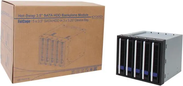 Alt view image 7 of 7 - Icy Dock MB155SP-B | 5x3.5" in 3x5.25" Hot Swap SATA HDD Cage | FatCage