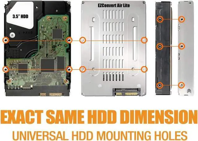 Alt view image 2 of 7 - ICY DOCK Open Air 2.5” to 3.5” SAS / SATA (22pin) HDD & SSD Converter / Mounting Kit for Internal 3.5" Drive Bay | EZConvert Air Lite MB482SP-3B