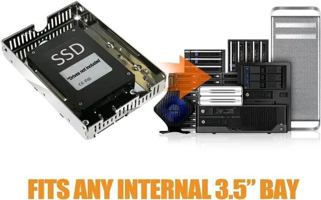Alt view image 4 of 7 - ICY DOCK Open Air 2.5” to 3.5” SAS / SATA (22pin) HDD & SSD Converter / Mounting Kit for Internal 3.5" Drive Bay | EZConvert Air Lite MB482SP-3B