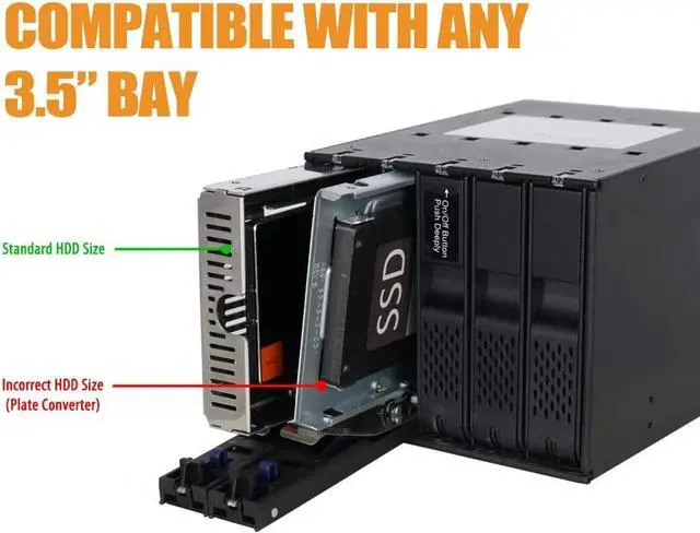 Alt view image 7 of 7 - ICY DOCK Open Air 2.5” to 3.5” SAS / SATA (22pin) HDD & SSD Converter / Mounting Kit for Internal 3.5" Drive Bay | EZConvert Air Lite MB482SP-3B
