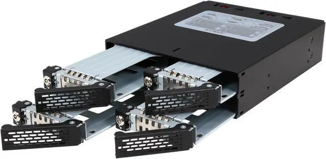 Alt view image 5 of 6 - ICY DOCK Full Metal 4 x 2.5 SATA/SAS HDD & SDD Hot Swap Backplane Cage for 5.25 Drive Bay - ToughArmor MB994SK-1B