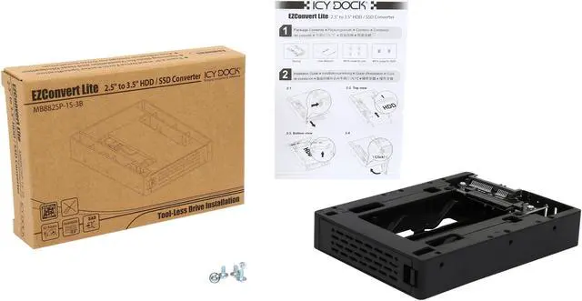 Alt view image 6 of 5 - ICY DOCK 2.5" SSD / SATA Hard Drive to Desktop 3.5" SATA Drive Bay Converter Bracket Mounting Kit - EZConvert MB882SP-1S-3B