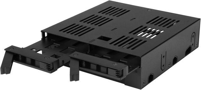 Alt view image 8 of 8 - ICY DOCK 2 x 2.5" SATA/SAS HDD/SSD to 5.25" Hot Swap Mobile Rack Cage w/ 3.5" Drive/Device Bay- ExpressCage MB322SP-B