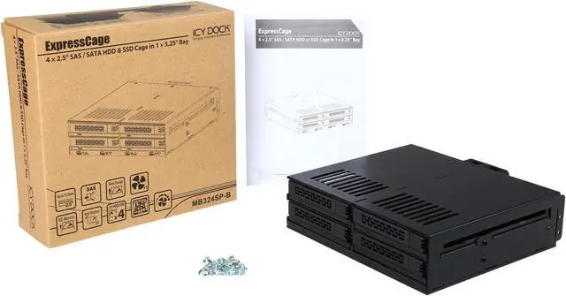 Alt view image 8 of 7 - ICY DOCK 4 x 2.5 SSD to 5.25 Drive Bay Hot Swap Backplane Cage Mobile Rack Comparable to Tray-less Design - ExpressCage MB324SP-B