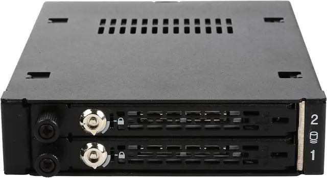 Alt view image 2 of 7 - ICY DOCK Full Metal 2 x 2.5 SATA/SAS HDD & SSD Hot Swap Mobile Rack Backplane for 3.5 Front Drive Bay with Key Lock & Thumb Screw - ToughArmor EX MB492SKL-B