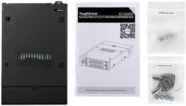Alt view image 9 of 10 - ICY DOCK Dual Bay RAID 2.5 SATA HDD SSD Hot Swap Mobile Rack Backplane Cage for 3.5 Drive Bay - ToughArmor MB992SKR-B