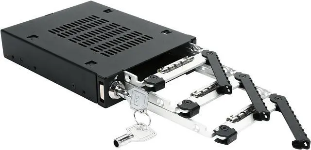 Alt view image 5 of 5 - ICY DOCK Triple Bay 2.5 inch SAS SATA HDD SSD Mobile Rack For External 3.5 inch Drive Bay - ToughArmor MB993SK-B