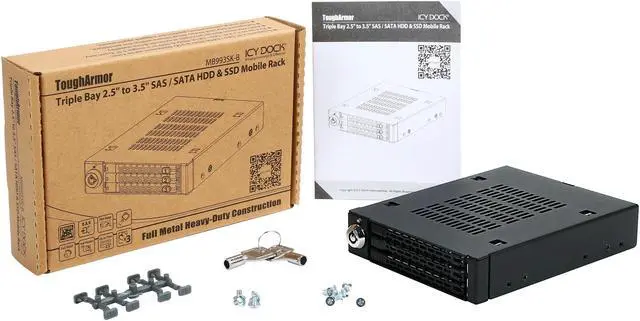 Alt view image 6 of 5 - ICY DOCK Triple Bay 2.5 inch SAS SATA HDD SSD Mobile Rack For External 3.5 inch Drive Bay - ToughArmor MB993SK-B