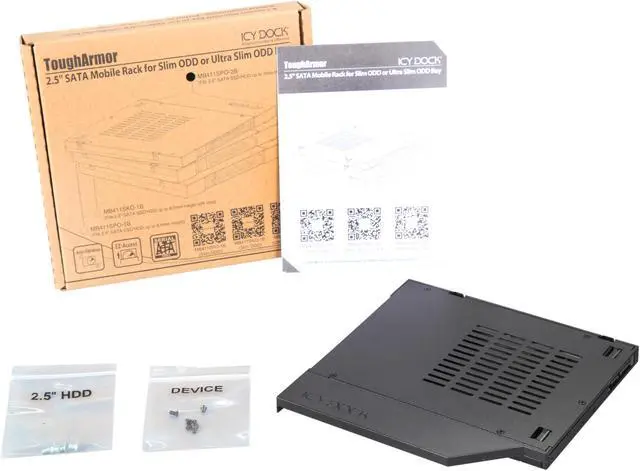 Alt view image 7 of 7 - ICY DOCK ToughArmor MB411SPO-2B (Fits 9.5mm height ODD Slot) 2.5" SSD / HDD Hot-Swap SATA Mobile Rack for 9.5mm Ultra Slim CD/DVD-ROM Optical Bay