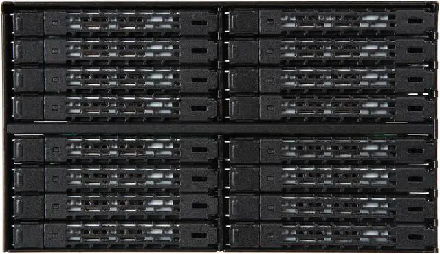 Alt view image 2 of 7 - ICY DOCK ToughArmor MB516SP-B Rugged Full Metal 16 Bay 2.5" SAS/SATA SSD/HDD Backplane Cage for 2x External 5.25" Bay