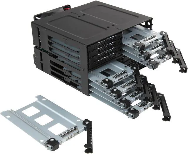 Alt view image 6 of 7 - ICY DOCK ToughArmor MB516SP-B Rugged Full Metal 16 Bay 2.5" SAS/SATA SSD/HDD Backplane Cage for 2x External 5.25" Bay