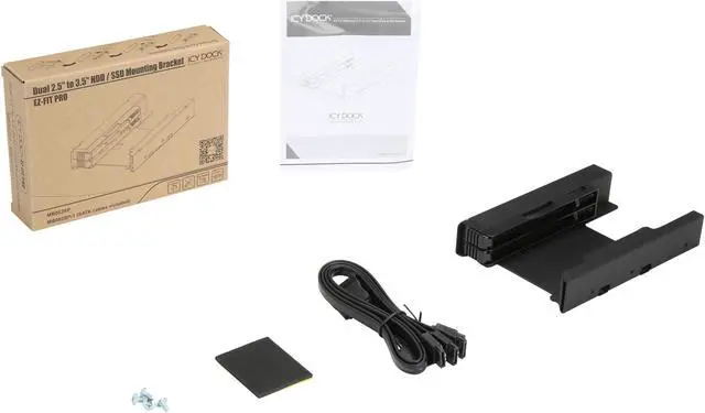 Alt view image 6 of 6 - ICY DOCK MB082SP-1 EZ-FIT PRO Dual 2.5" HDD & SSD Full Metal Mounting Bracket for Internal 3.5" Drive Bay w/ Cable