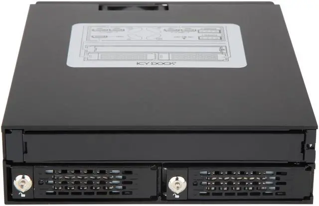 Alt view image 2 of 6 - ICY DOCK MB994IKO-3SB Rugged Full Metal 2 Bay 2.5" SAS/SATA HDD & SSD Backplane Cage with Slim ODD Tray and Locking Trays for External 5.25" Bay