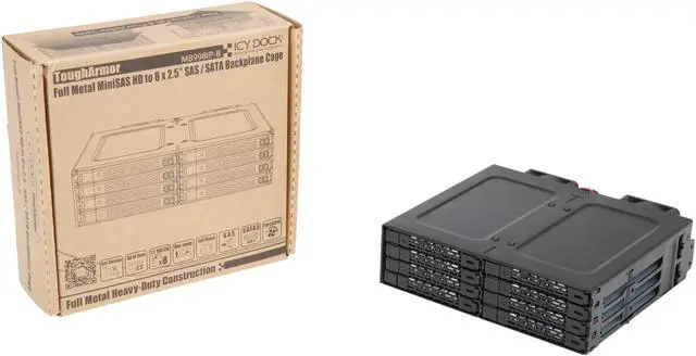 Alt view image 7 of 7 - ICY DOCK ToughArmor MB998IP-B Rugged Full Metal 8 Bay 2.5" SAS/SATA SSD&HDD (7mm) Backplane Cage for External 5.25" Bay