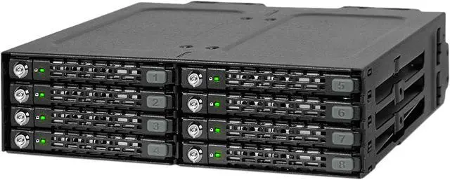 Main image of Icy Dock MB998SK-B | Rugged Full Metal 8 Bay 2.5" SATA HDD & SSD (5 - 7mm) Backplane Cage with Locking Trays for External 5.25" Bay | ToughArmor