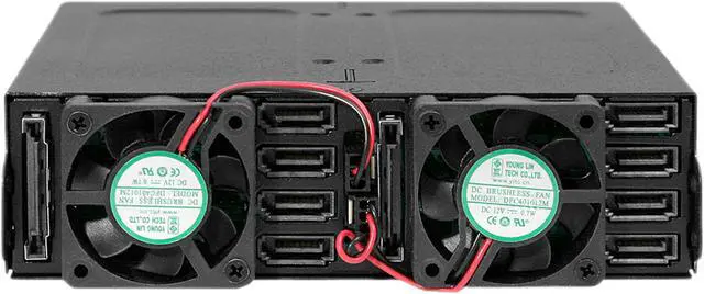 Alt view image 4 of 9 - Icy Dock MB998SK-B | Rugged Full Metal 8 Bay 2.5" SATA HDD & SSD (5 - 7mm) Backplane Cage with Locking Trays for External 5.25" Bay | ToughArmor