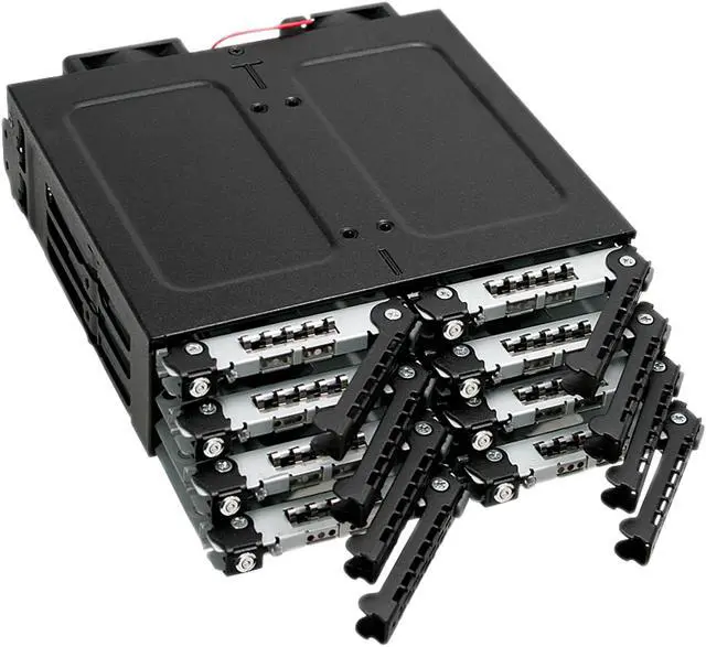 Alt view image 5 of 9 - Icy Dock MB998SK-B | Rugged Full Metal 8 Bay 2.5" SATA HDD & SSD (5 - 7mm) Backplane Cage with Locking Trays for External 5.25" Bay | ToughArmor