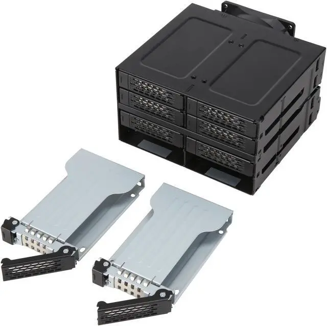 Alt view image 6 of 7 - ICY DOCK MB508SP-B Rugged Full Metal 8 Bay 2.5" SAS/SATA SSD/HDD Backplane Cage for 2x External 5.25" Bay