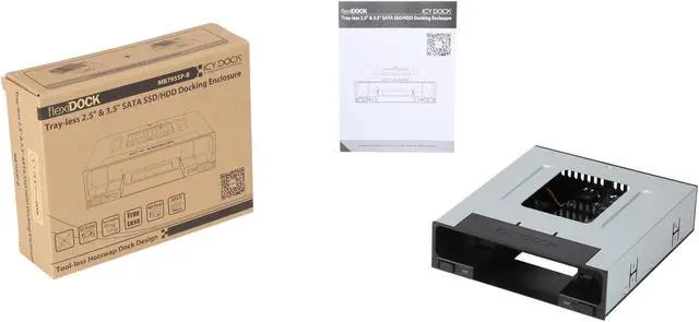 Alt view image 7 of 6 - ICY DOCK flexiDOCK MB795SP-B Tray-less 2.5" and 3.5" SAS/SATA SSD/HDD Docking Enclosure for External 5.25" Drive Bay
