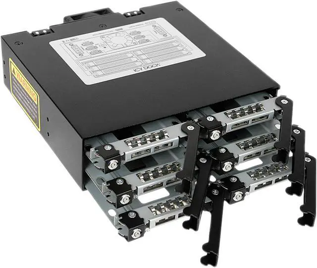 Alt view image 4 of 6 - ICY DOCK ToughArmor MB996SK-6SB Rugged Full Metal 6 Bay 2.5 SATA HDD & SSD Backplane Cage with Locking Trays for External 5.25 Bay