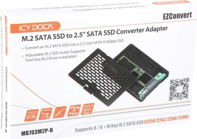 Alt view image 18 of 18 - ICY DOCK MB703M2P-B ZConvert MB703M2P-B M.2 SATA SSD to 2.5" SATA SSD Converter Adapter