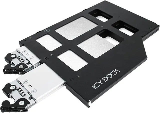 Alt view image 9 of 12 - Icy Dock MB852M2PO-B | 2 x M.2 NVMe SSD Mobile Rack Enclosure for Ultra Slim ODD Bay (9.5mm) | ToughArmor