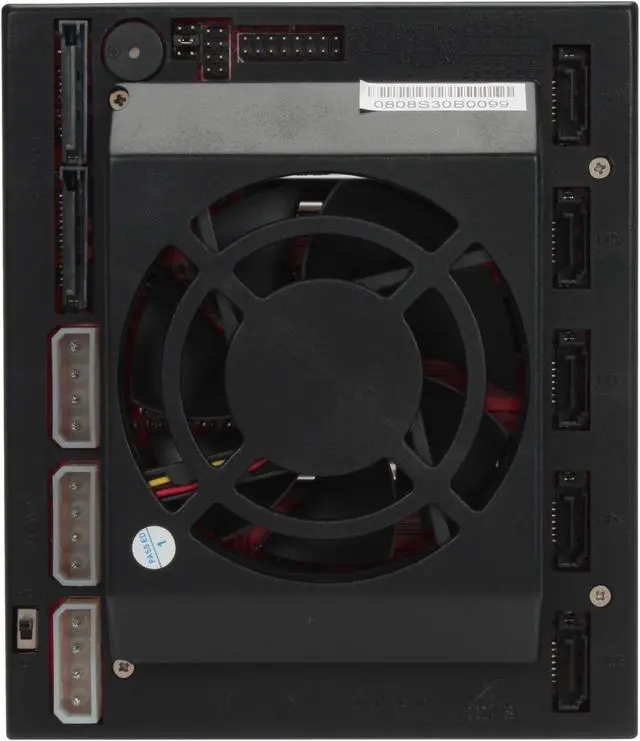 Alt view image 4 of 7 - Athena Power BP-SAC3051B 3.5" HDD Hot-Swap Backplane Module Converts 3 X 5.25" to 5 X 3.5" SATA/SAS 6Gb/s HDD (Vertical) - Aluminum Cage & Tray w/ Reset & HDD PWR Buttons, 80mm Fan & LED Indicators