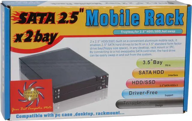 Alt view image 7 of 7 - Athena Power BP-SATA2221B 3.5" tray-less bay for Dual 2.5" SATA HDD Hot-Swappable Backplane Unit