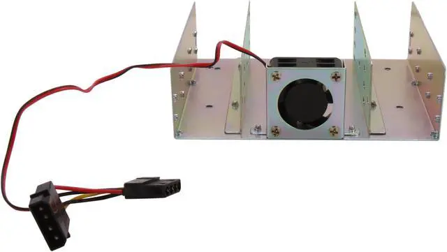 Alt view image 4 of 5 - Athena Power BRK-524FN Drive Bay: 1 x 5.25" to 4 x 2.5" SSDs/HDs or 1 x 5.25" to 1 x 3.5" HD Bracket W/4cm Cooling Fan, Nickel Coating