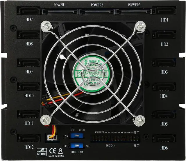 Alt view image 4 of 7 - Athena Power BP-SAC31225AVL 2.5" HDD/SSD Hot-Swap Backplane Module Converts 3 X 5.25" to 12 X 2.5" SAS/SATA 6Gb/s HDD/SSD - Aluminum Cage, Drive Tray & Bezel w/ Security Keylock, 80mm Fan & LED Indica - OEM