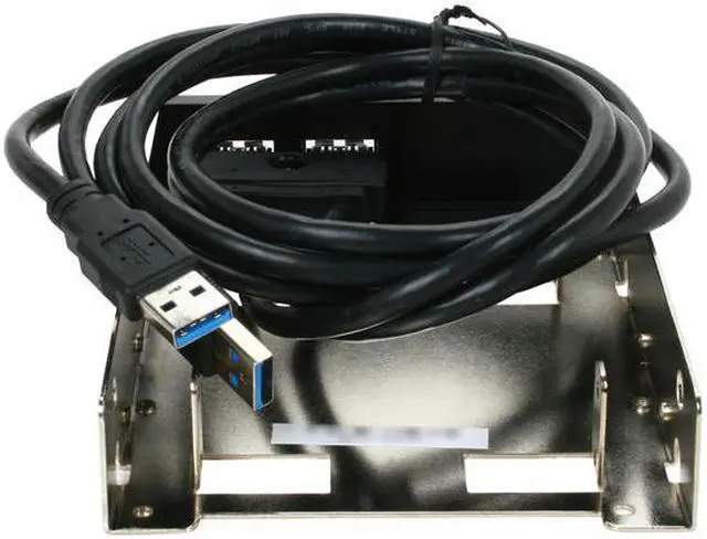 Alt view image 5 of 5 - Aluminum front panel 2X USB 3.0 ports with 3.5" to 2X 2.5" bay converter device, Black