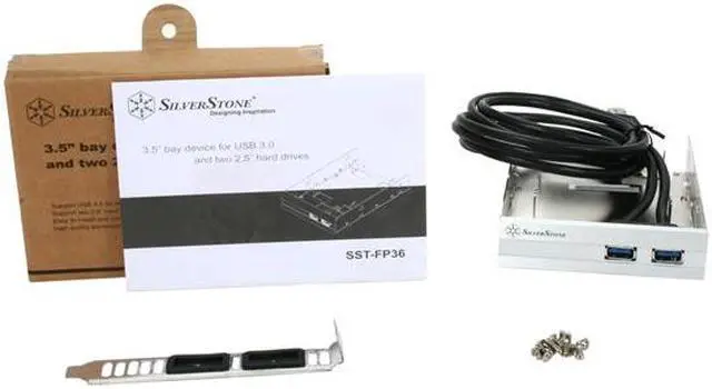 Alt view image 5 of 5 - Aluminum Front Panel 2 x USB 3.0 Ports With 2 x 2.5" to 3.5" Bay Converter Device, Silver