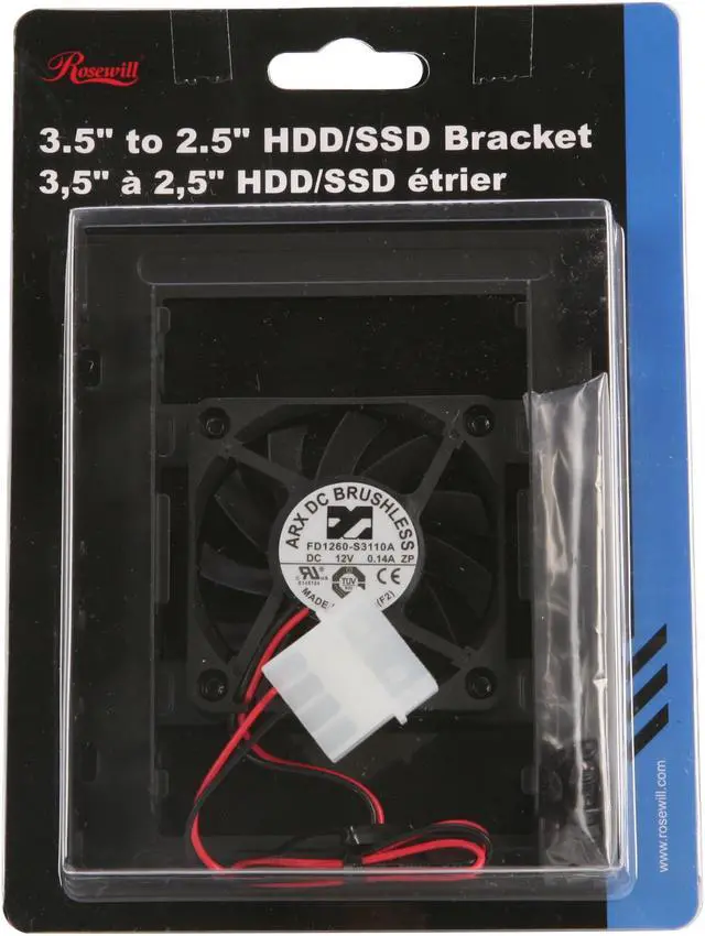 Alt view image 7 of 7 - Rosewill RDRD-11003 2.5" SSD / HDD Mounting Kit for 3.5" Drive Bay with 60mm Fan