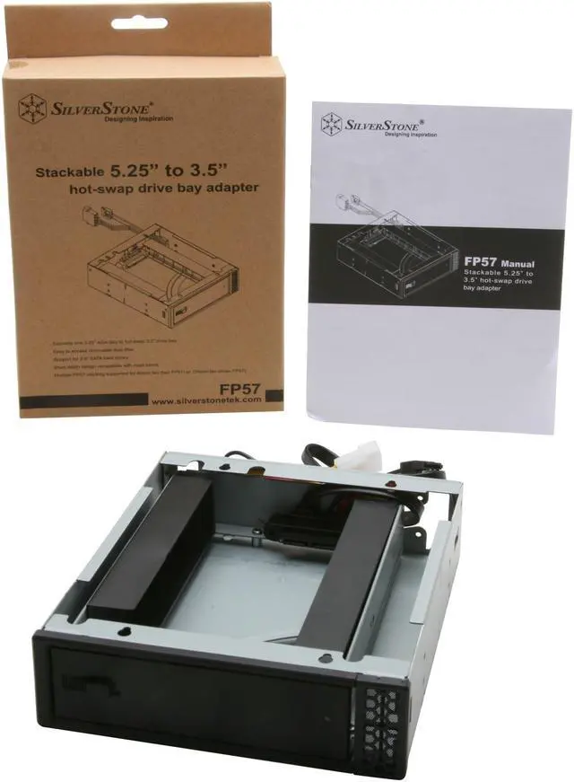Alt view image 6 of 6 - SilverStone FP57B Stackable 3.5" to 5.25" Hot-swap Drive Bay Adapter - Black