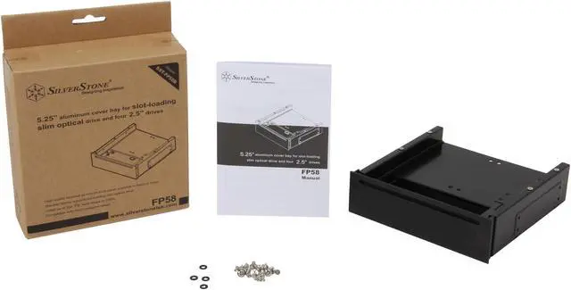 Alt view image 5 of 5 - SilverStone SST-FP58B 5.25" Aluminum Cover Bay for Slot-load Slim ODD and 4 x 2.5" HDD/SSD - Black