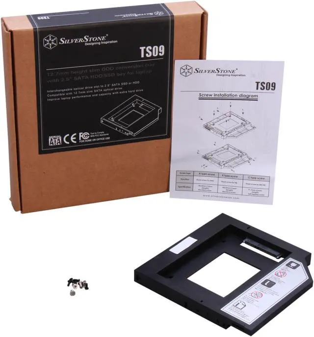 Alt view image 5 of 5 - SilverStone TS09 12.7mm Height 2.5" SATA HDD/SSD Caddy for Laptop / 2.5" SSD/HDD Conversion Tray (Black)