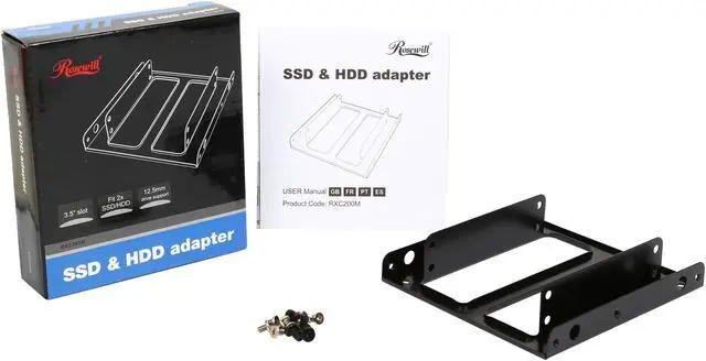 Alt view image 5 of 5 - Rosewill RXC200M - 2.5" SSD / HDD Mounting Kit / Bracket for 3.5" Drive Bays - Black SECC Metal
