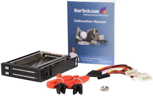 Alt view image 5 of 5 - StarTech.com HSB220SAT25B 2 Drive 2.5in Trayless Hot Swap SATA Mobile Rack Backplane - Dual Drive SATA Mobile Rack Enclosure for 3.5 HDD