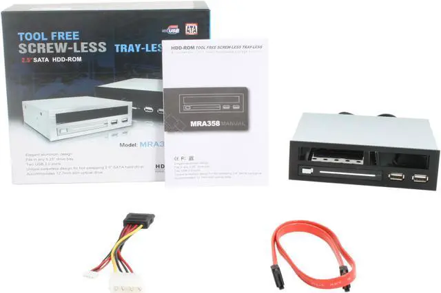 Alt view image 5 of 5 - SYBA SY-MRA55003 Enclosure for 2.5" SATA HDD and Slim Optical Drive, Fit in 5.25" Bay, 2x USB Port, Black Color, RoHS