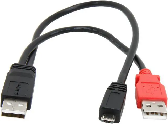 Alt view image 2 of 3 - StarTech.com USB2HAUBY1 Black 1 ft USB Y Cable for External Hard Drive