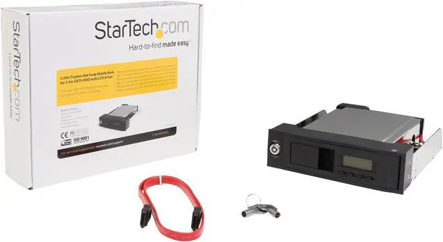 Alt view image 7 of 7 - StarTech HSB110SATBK 5.25in Trayless Hot Swap Mobile Rack for 3.5in SATA HDD with LCD & Fan