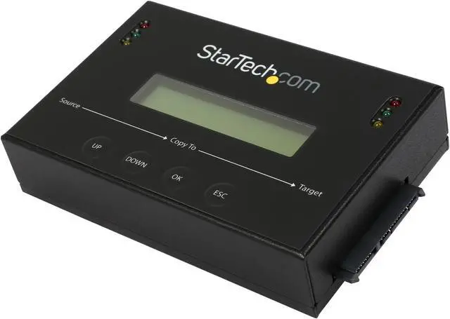 Main image of StarTech.com SATDUP11 Aluminum 2.5" & 3.5" Black 2 - SATA Data & Power Combo (7+15 pin) Receptacle Standalone 2.5 / 3.5" SATA Hard Drive Duplicator and Eraser