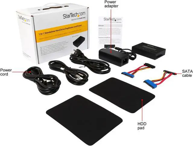 Alt view image 7 of 7 - StarTech.com SATDUP11 Aluminum 2.5" & 3.5" Black 2 - SATA Data & Power Combo (7+15 pin) Receptacle Standalone 2.5 / 3.5" SATA Hard Drive Duplicator and Eraser