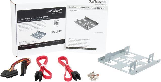 Alt view image 5 of 5 - StarTech.com BRACKET25X2 Dual 2.5” to 3.5" Hard Drive Bay Mounting Bracket - 2.5" to 3.5" HDD / SSD Mounting Bracket w/ SATA Power and Data cabling