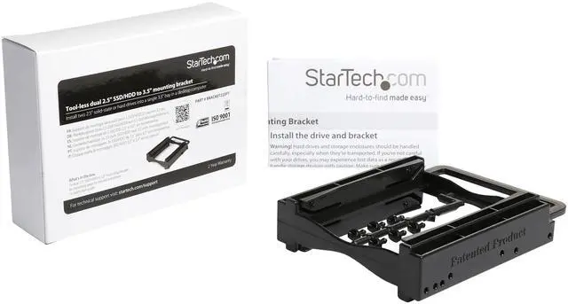 Alt view image 7 of 7 - StarTech.com Dual 2.5" SSD/HDD Mounting Bracket for 3.5" Drive Bay - Tool-Less Installation - 2-Drive Adapter Bracket for Desktop Computer BRACKET225PT