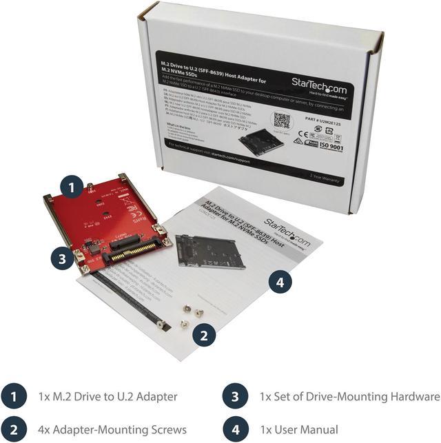 U.2 to PCIe Adapter for 2.5-inch U.2 NVMe SSD, SFF-8639, PCIe x4