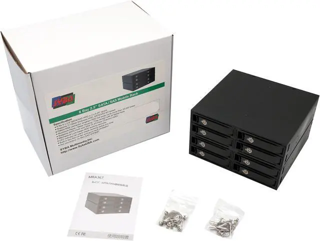 Alt view image 6 of 6 - SYBA SY-MRA25052 Full Metal 8 Bay 2.5" SATA HDD & SDD Mobile Rack MiniSAS Interface for 5.25" Drive Bay
