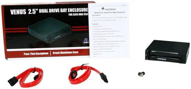 Alt view image 6 of 6 - AMS DS-112SSBK 2.5" Dual Drive Bay Enclosure